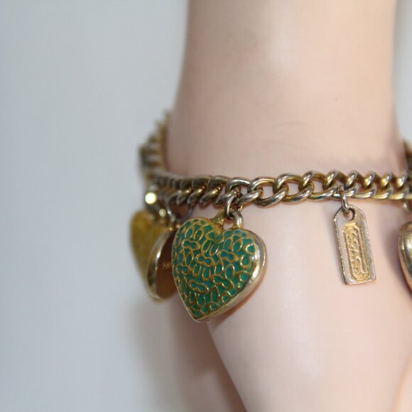 RARE Coach Puffed Heart & Disc Charm Bracelet. Limited Edition - Picture 5 of 15